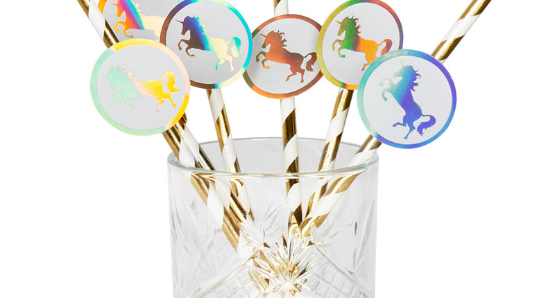 Boland Set 6 papieren rietjes Eenhoorn