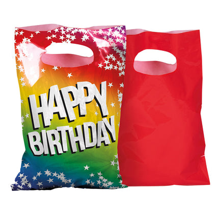 Boland Set 6 PE feestzakjes Rainbow 'Happy birthday'