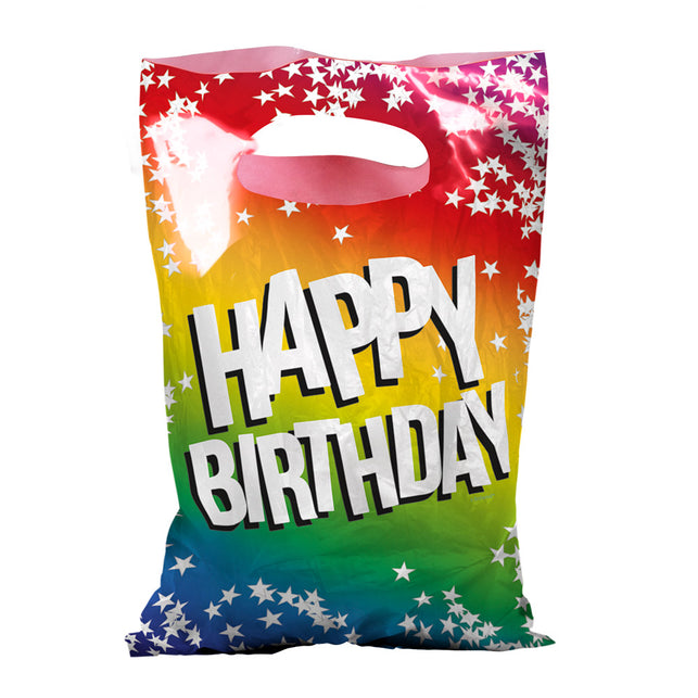 Boland Set 6 PE feestzakjes Rainbow 'Happy birthday'