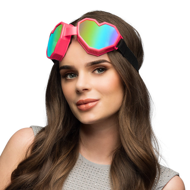 Boland Ski bril Festilove roze hartjes