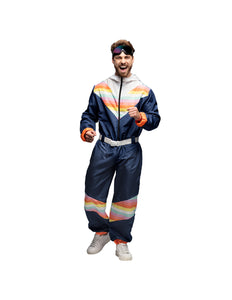 Boland Skipak Snow Dude - Blauw Retro Skipak Heren met Partybril | Jaren 80 Foute Kleding