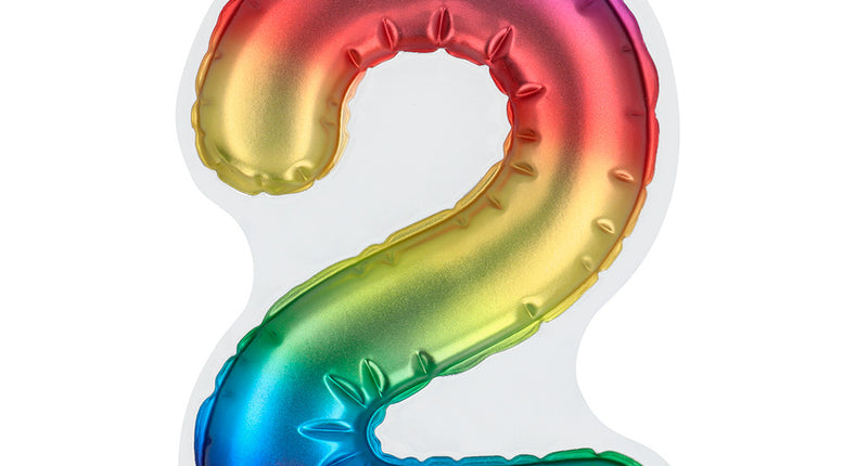 Boland Sticker Folieballon '2' regenboog