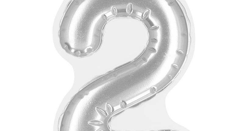 Boland Sticker Folieballon '2' zilver