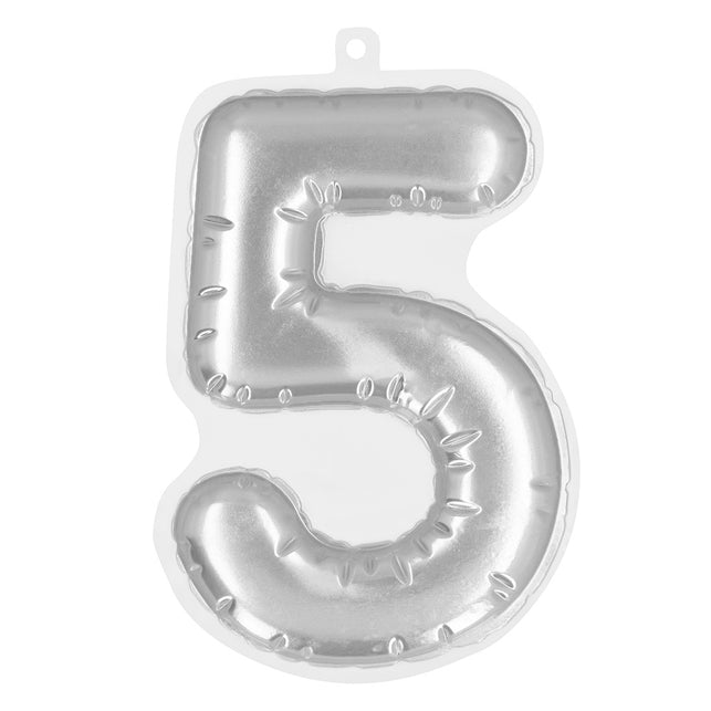 Boland Sticker Folieballon '5' zilver