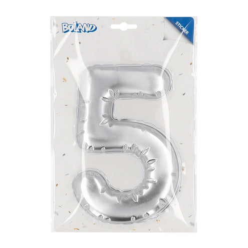 Boland Sticker Folieballon '5' zilver