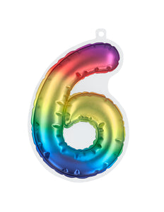 Boland Sticker Folieballon '6' regenboog