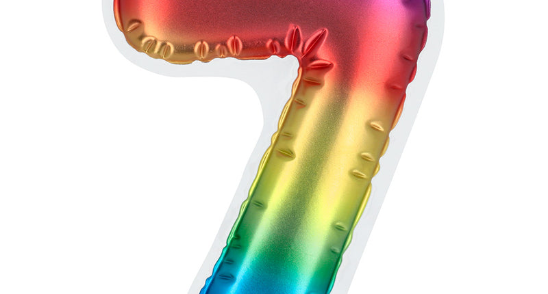 Boland Sticker Folieballon '7' regenboog