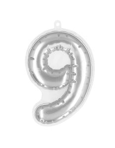 Boland Sticker Folieballon '9' zilver