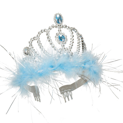 Boland Tiara Frostine prinses blauw marabou