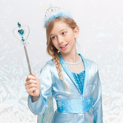 Boland Tiara Frostine prinses blauw marabou