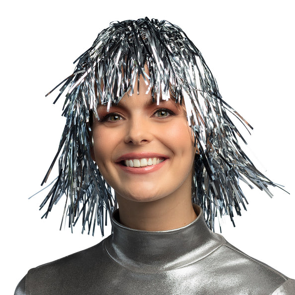 Boland Tinsel pruik Metallic zilver