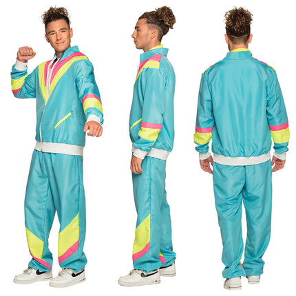 Boland Trainingspak Retro dude neon blauw