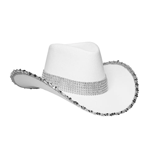 Boland Witte cowboyhoed met glitters