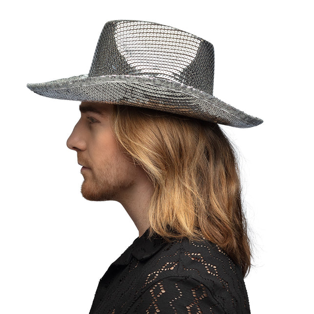 Boland Zilveren cowboyhoed glitter Texas