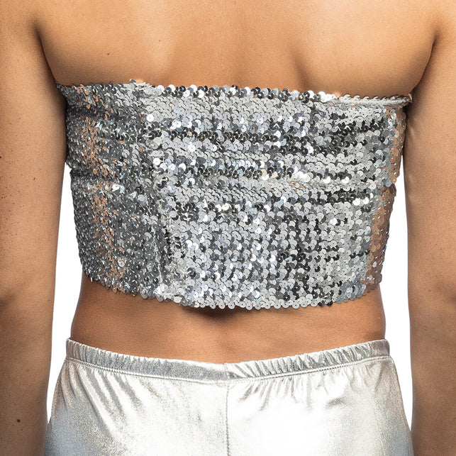 Boland Zilveren glitter festival top Sparkle (dames, M/L)