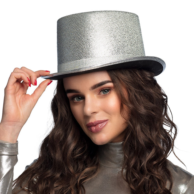Boland Zilveren hoge hoed lurex