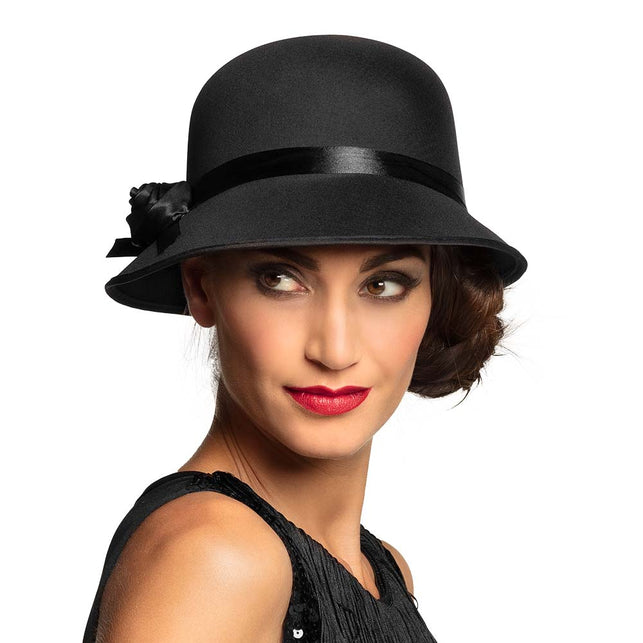 Boland Zwarte charleston hoed Lady D