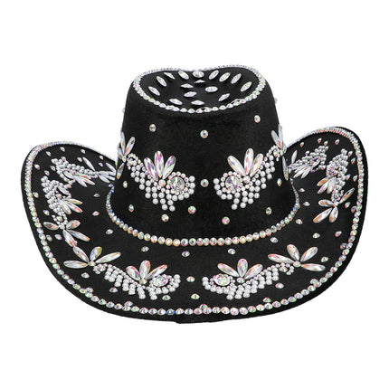 Boland Zwarte cowboyhoed Crystal (glitter western hoed)