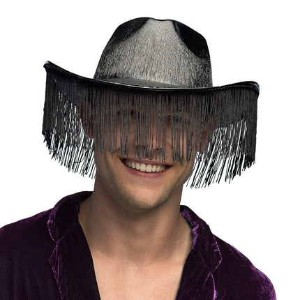 Boland Zwarte cowboyhoed met franjes Fabulous