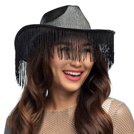 Boland Zwarte cowboyhoed met franjes Fabulous