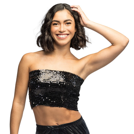 Boland Zwarte glitter festival top Sparkle (dames, M/L)