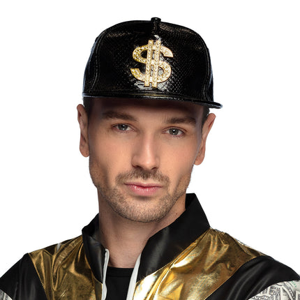 Boland Zwarte pet Dollar Money maker zwart