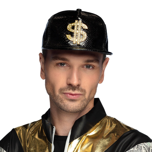 Boland Zwarte pet Dollar Money maker zwart