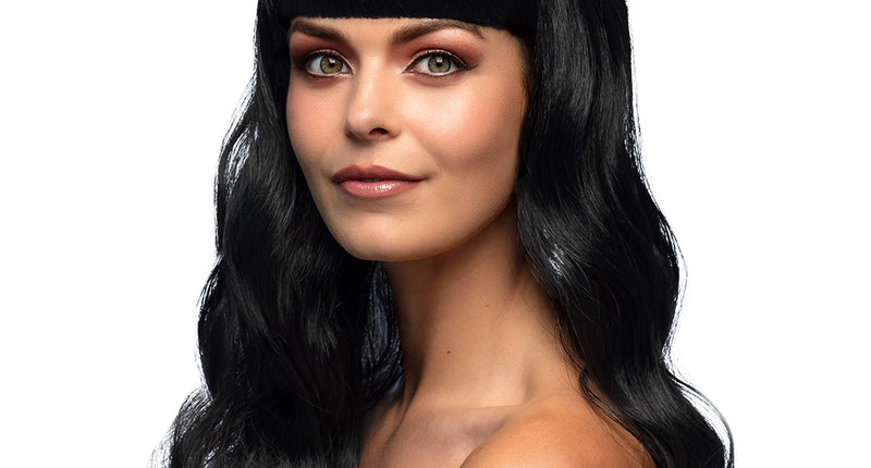 Boland Zwarte pruik lang golvend haar Chique