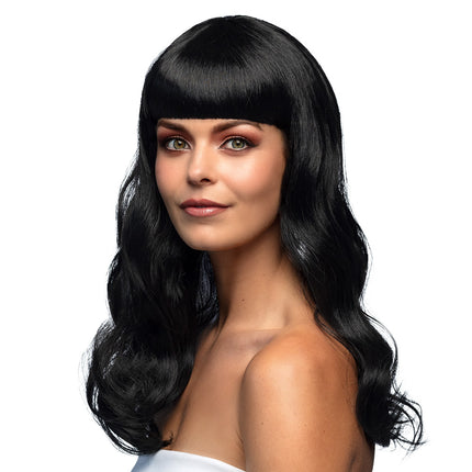 Boland Zwarte pruik lang golvend haar Chique