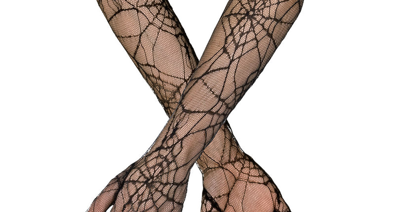 Boland Zwarte spinnenweb handschoenen kant