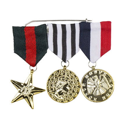 Broche eremedailles goud met ster, gekroond portret en adelaar aan drie gestreepte linten