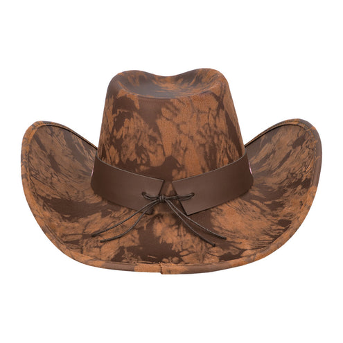 Cowboyhoed Bloom bruin achterkant met donkerbruine band en geknoopt koordje