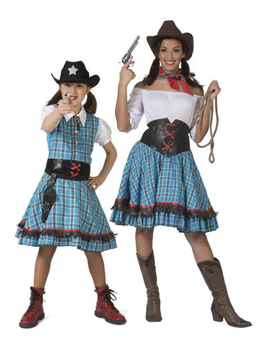 Cowgirl jurkje Blue Bird voor meisjes gedragen als cowgirloutfit voor een westernfeest