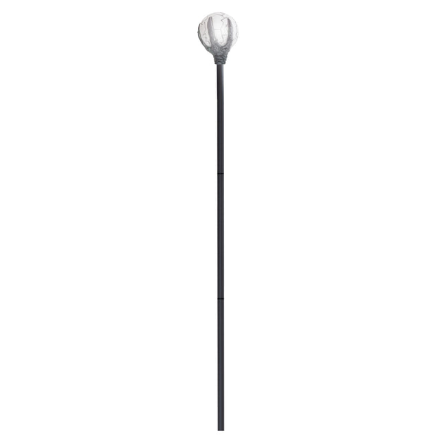 Donderstaf 120 cm met licht: zwarte pvc steel met witte bol met grijze barsten, voor Halloween