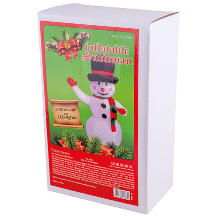 Doos van de opblaasbare sneeuwpop 120cm van Funny Fashion met adapter en ledlichten