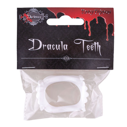 Dracula gebit in verpakking op zwart-rode Darkness-kaart van Funny Fashion