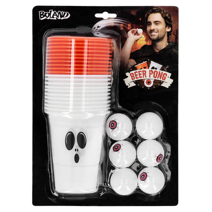 Drankspel Halloween beer pong van Boland in de verpakking met 22 bekers en 6 balletjes