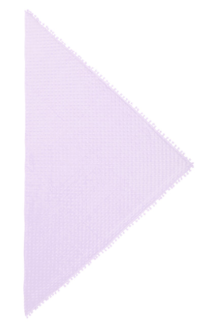 Driehoek sjaal Bubble pastel lila met bubbelstructuur en pomponrand langs de zijkanten
