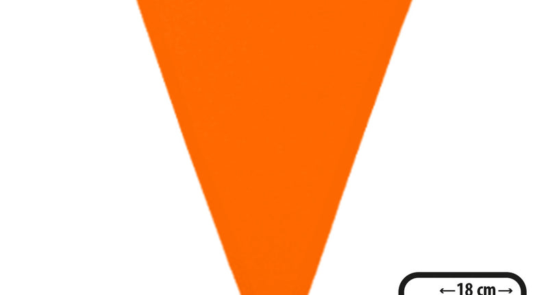 Driehoekig vlaggetje van de polyester vlaggenlijn oranje 6 meter, 26 x 18 cm, aan een wit koord