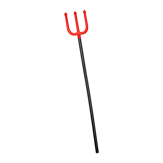 Duivel vork Jessie 110 cm met felrode drietand en zwarte steel voor Halloween
