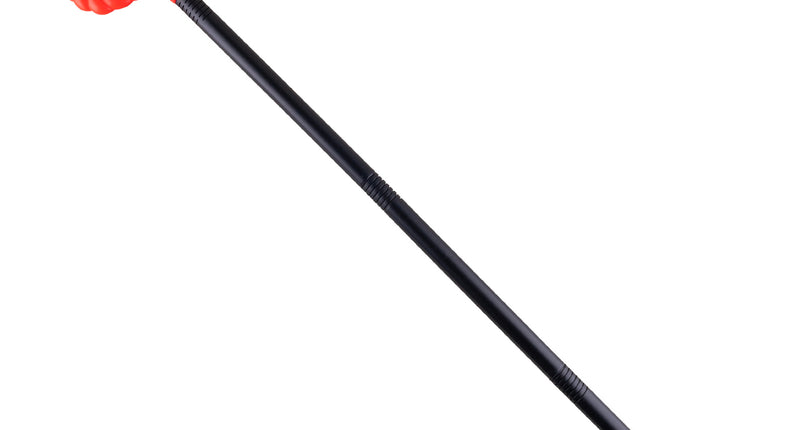 Duivelsvork gedraaid met rode punten en zwarte steel van 123 cm, accessoire voor Halloween