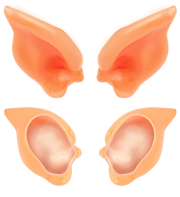 Elf oortjes huidkleur, paar spitse pvc oren met roze binnenschelp, voor- en achterkant
