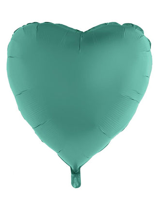 Folieballon hart groen van folie, effen groene hartvorm van 80,5 x 75 cm met vullipje aan de punt