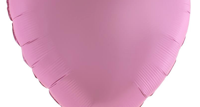 Folieballon hart roze van 80,5 x 75 cm in effen roze folie met vulsteeltje onderaan