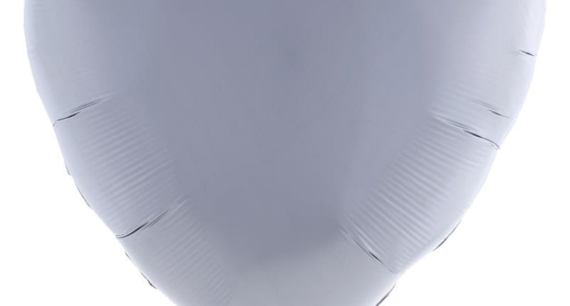 Folieballon hart zilver van 80,5 x 75 cm, effen zilverkleurig met vulstukje onderaan