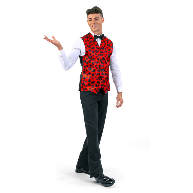 Funny Fashion Gilet dobbelstenen rood/zwart