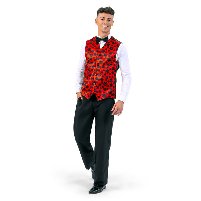 Funny Fashion Gilet dobbelstenen rood/zwart