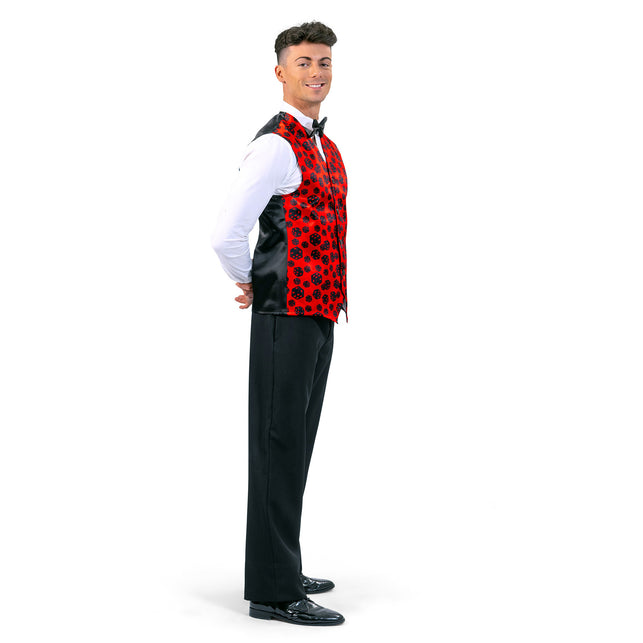 Funny Fashion Gilet dobbelstenen rood/zwart