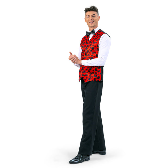 Funny Fashion Gilet dobbelstenen rood/zwart