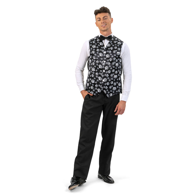 Funny Fashion Gilet dobbelstenen zwart/wit